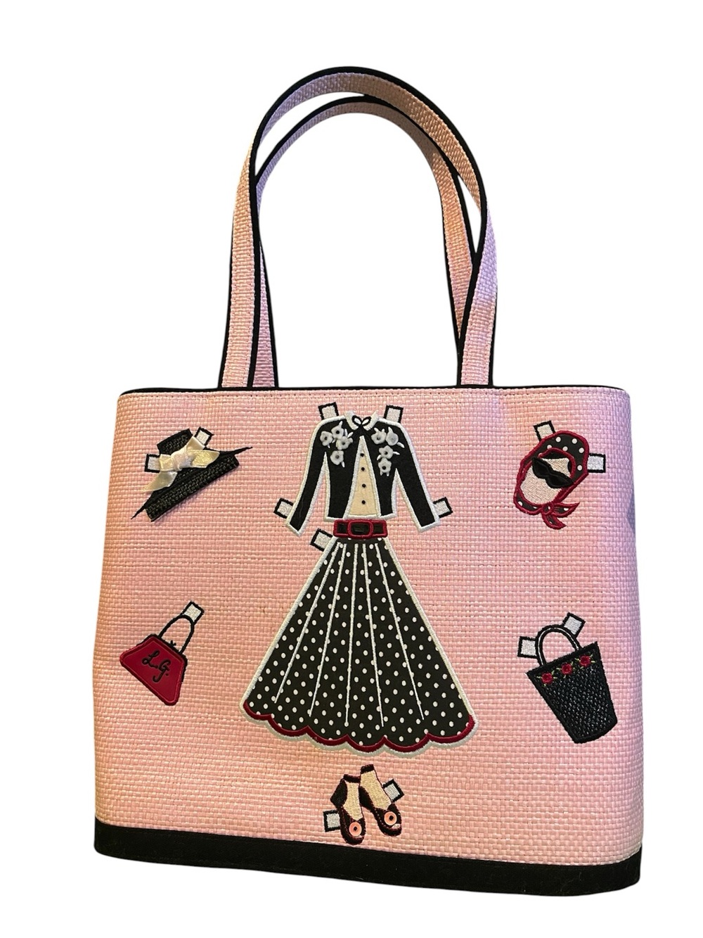 Lulu Guinness Pink Tote with Dress and Accessory Appliqués